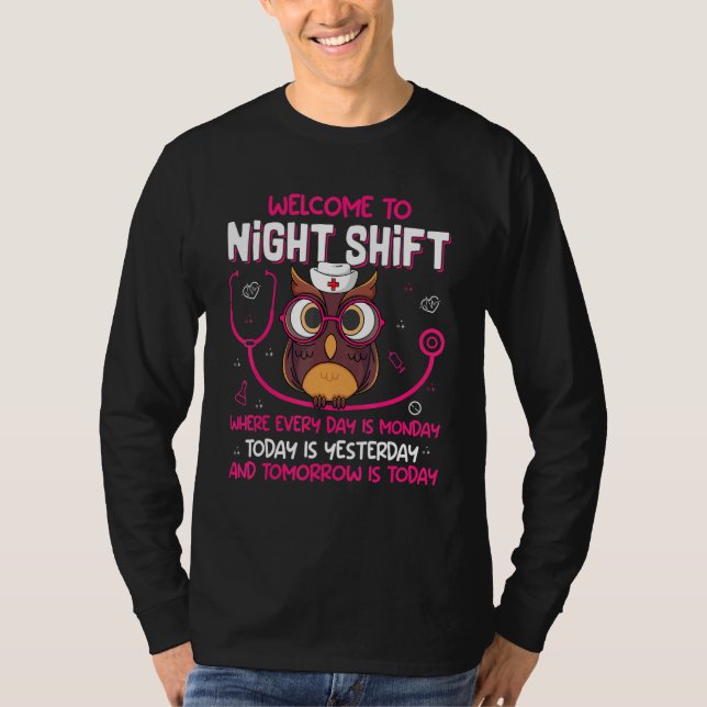 Night Shift Nurse Owls   Nursing RN LPN CNA Women T-Shirt (Vorderseite)