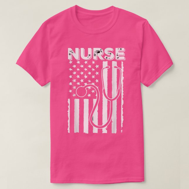 Night Shift NurseNurse Flag American  T-Shirt (Design vorne)