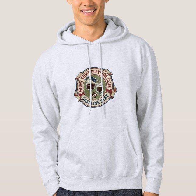 Night Shift Survivor Club Caffeine Nurse Coffee Hoodie (Vorderseite)