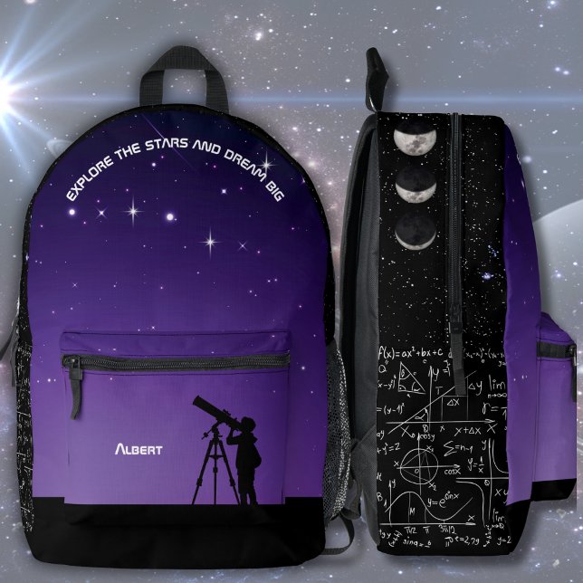 Night Sky Astronomy Backpack Lila und schwarz Bedruckter Rucksack (Night Sky Astronomy Stargazer Science Back to School Backpack)