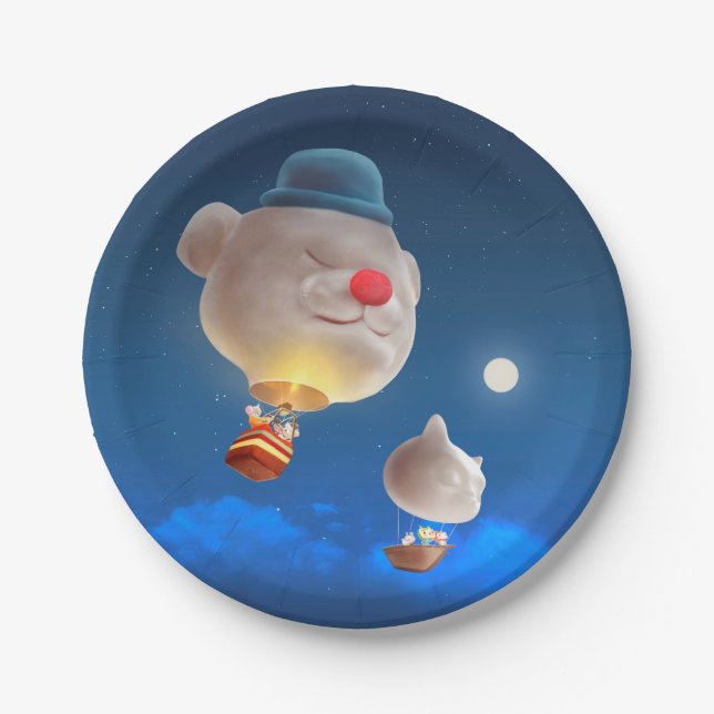 Night Sky Balloon Adventure Pappteller (Vorderseite)
