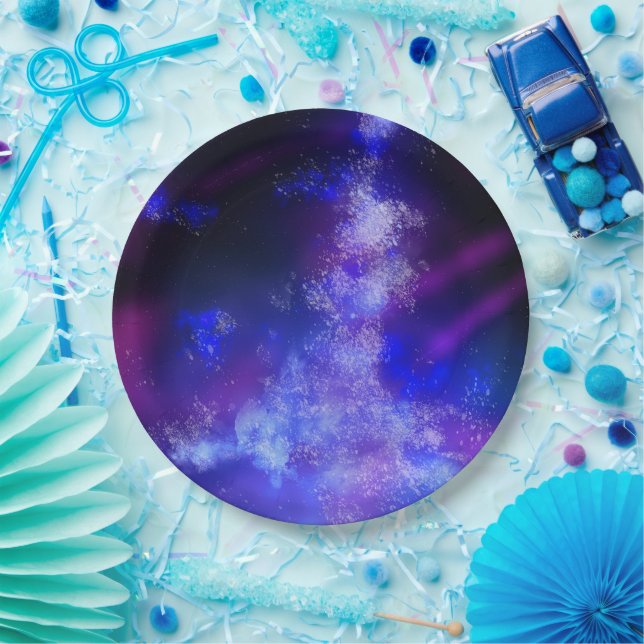 Night Sky Blue Paper Plate Pappteller (Party)