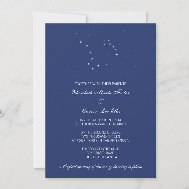 Night Sky Constellations Hochzeit Einladung (Vorderseite)