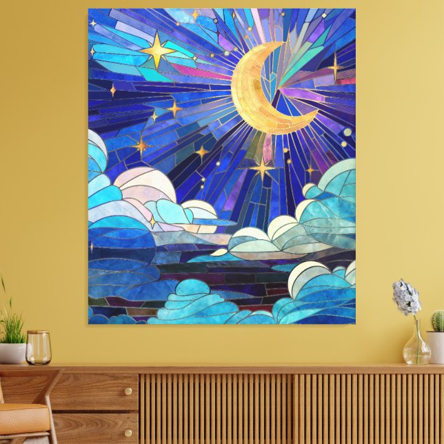 Night Sky - Digital Art Mosaik Leinwanddruck (Insitu (Wohnzimmer))
