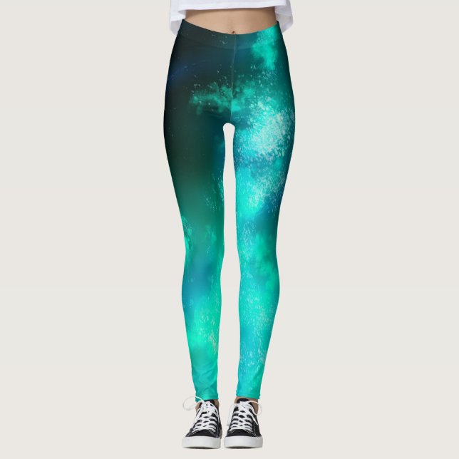 Night Sky Emerald Green Leggings (Vorderseite)