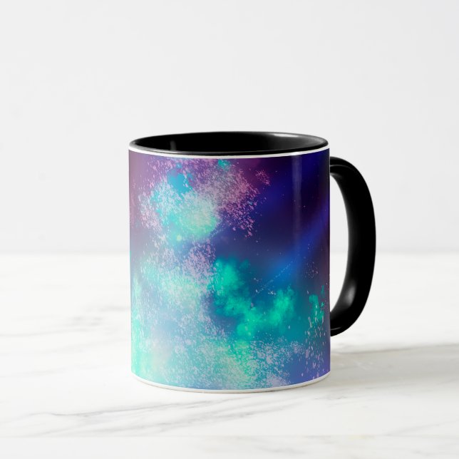 Night Sky Emerald Neon Lights Tasse (VorderseiteRechts)