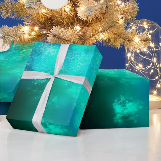 Night Sky Emerald Wrapping Paper Geschenkpapier (Feiertage)