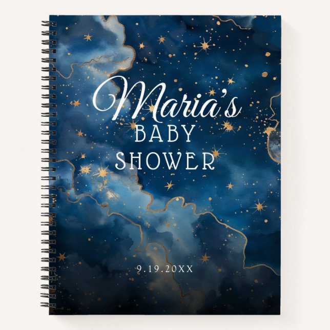 Night sky Gold foil étoiles Baby shower Livre d'or (Devant)