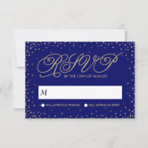 Night Sky Gold Stars Extravagant Wedding RSVP