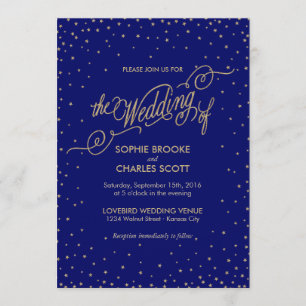 Night Sky Gold Stars Fancy Faire-part de mariage