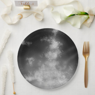Night Sky grau monochrom Pappteller