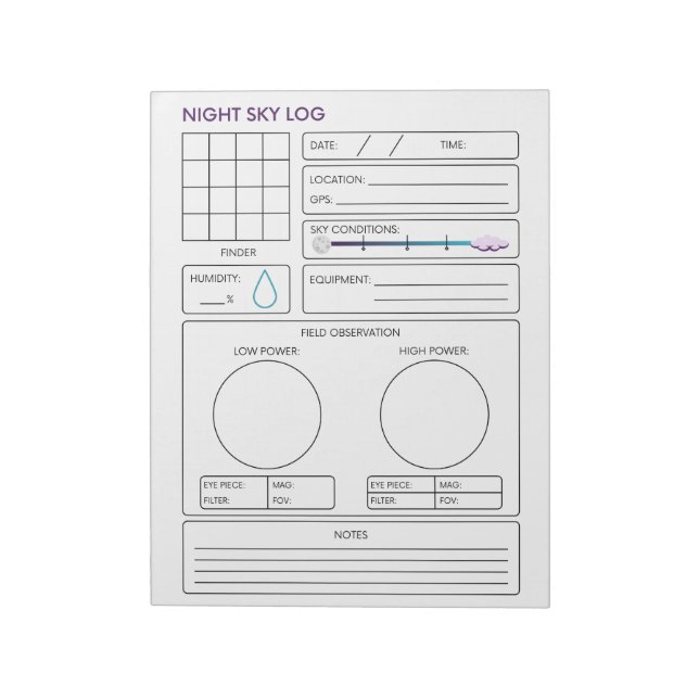 Night Sky Log Notizblock (Rotiert)