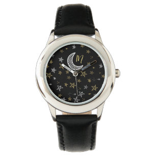 Night Sky mit Mond und Stars Armbanduhr