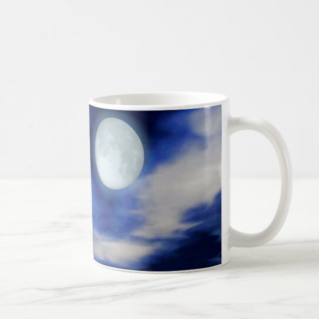 Night Sky mit Mond und Wolken Kaffeetasse (Rechts)