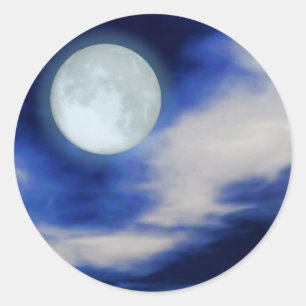 Night Sky mit Mond und Wolken Runder Aufkleber