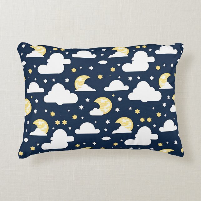 Night Sky mit Sternen, Mond und Wolken Dekokissen (Vorderseite)