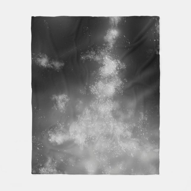 Night Sky Monochrome Grau Fleecedecke (Vorderseite)