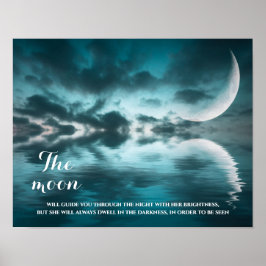 Night Sky Moon Reflection Inspiration Zitat Poster