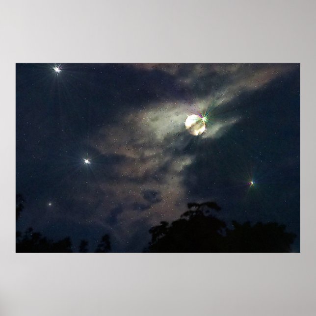 Night Sky Moon Stars Fotografy Print Poster (Vorne)