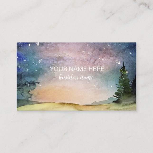 Night Sky Nature Watercolor Business Card Visitenkarte (Vorderseite)