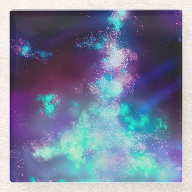 Night Sky Neon Lights Glass Untersetzer (Vorderseite)