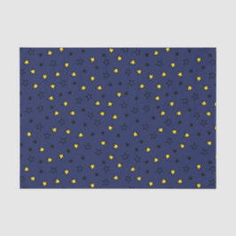 Night Sky Niedlich Yellow Stars auf Navy Blue Patt Seidenpapier