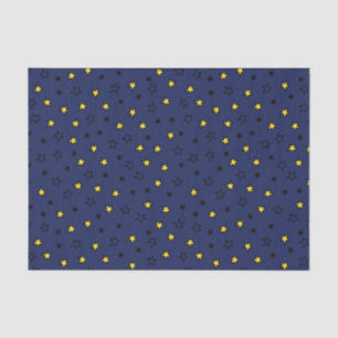 Night Sky Niedlich Yellow Stars auf Navy Blue Patt Seidenpapier