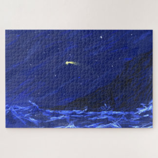 Night Sky Ocean Cliff Shooting Star Leinwand