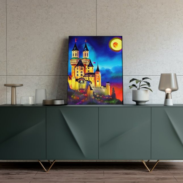 Night Sky Over Castle Painting Poster (Von Creator hochgeladen)