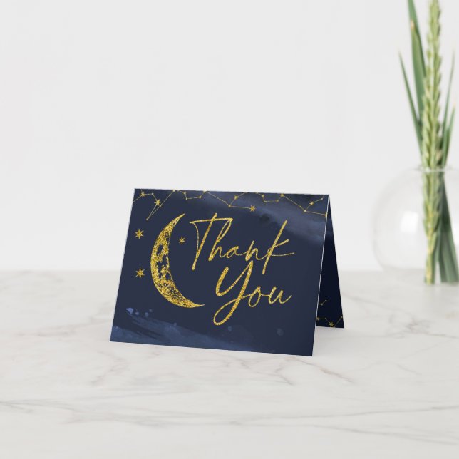 Night Sky Over Moon Baby Dusche Danke Karte (Vorderseite)