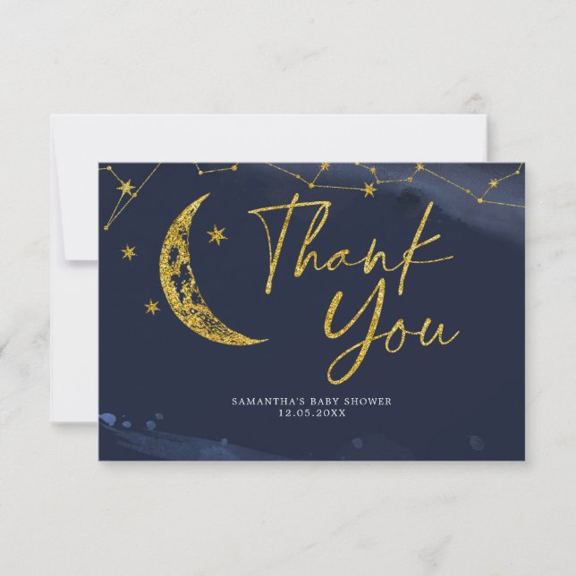 Night Sky Over Moon Baby Dusche Danke Karte (Vorderseite)