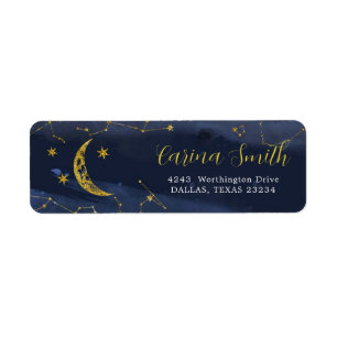 Night Sky Over Moon Baby Shower Address Label