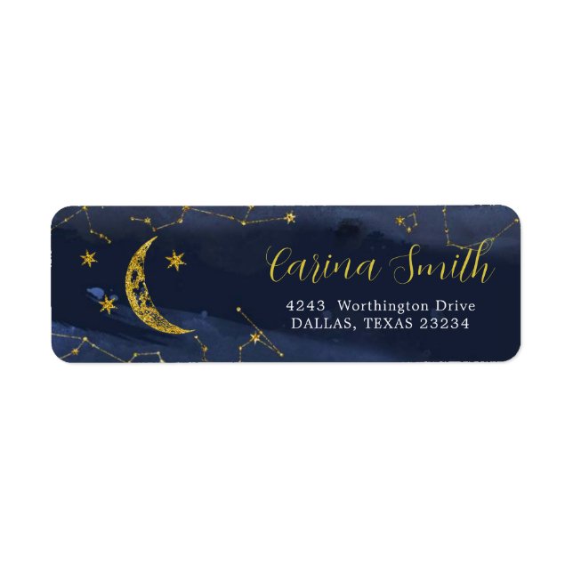 Night Sky Over Moon Baby Shower Address Label (Vorne)