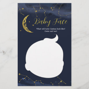Night Sky Over Moon Baby Shower Baby Face Card