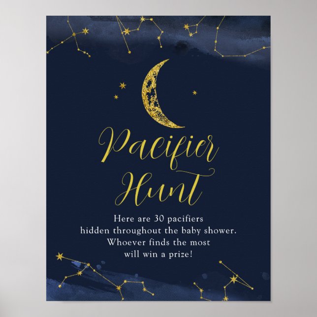 Night Sky Over Moon Baby Shower Schnuller Jagen Poster (Vorne)