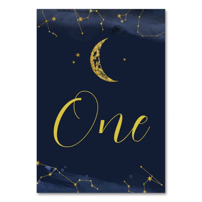 Night Sky Over Moon Baby Shower Tischnummer (Vorderseite)