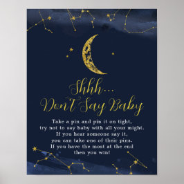 Night Sky Over the Moon Baby Shower Say Baby nicht Poster