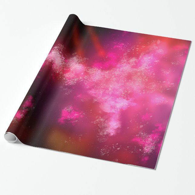 Night Sky Pink Flying Paper Geschenkpapier (Ungerollt)