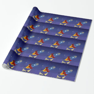 Night Sky Rocket Ship Geschenkpapier
