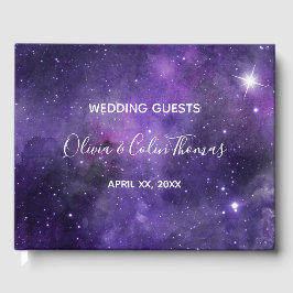 Night Sky Starlight Purple Mariage Livre d'invité