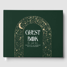 Night Sky Stars Celestial Emerald Green Wedding Gästebuch