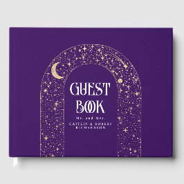 Night Sky Stars Celestial Lila Wedding Gästebuch