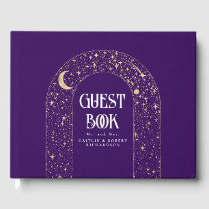 Night Sky Stars Celestial Lila Wedding Gästebuch