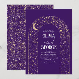 Night Sky Stars Celestial Romantische Lila Hochzei Einladung