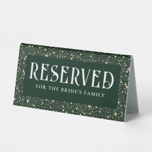 Night Sky Stars Emerald Green Wedding vorbehalten Tischaufsteller