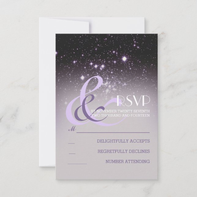 Night Sky Stars Hochzeiten RSVP Cards (Vorderseite)