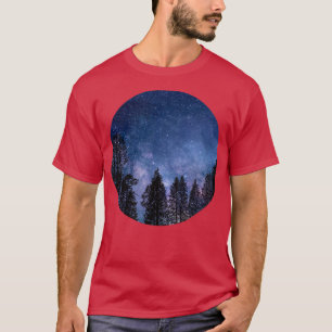Night Sky Stars Naturwald Fantasy Landschaft T-Shirt