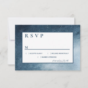 Night Sky Stars Navy Blue White RSVP Karte