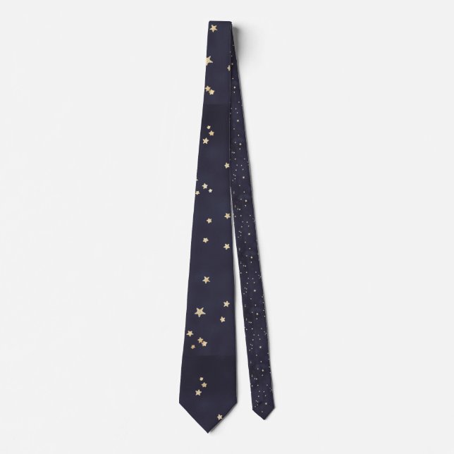 Night Sky und Gold Stars Krawatte (Vorderseite)
