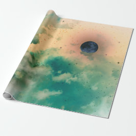 NIGHT SKY with CLOUUUES AND STARS GIFT WRAPPING Geschenkpapier